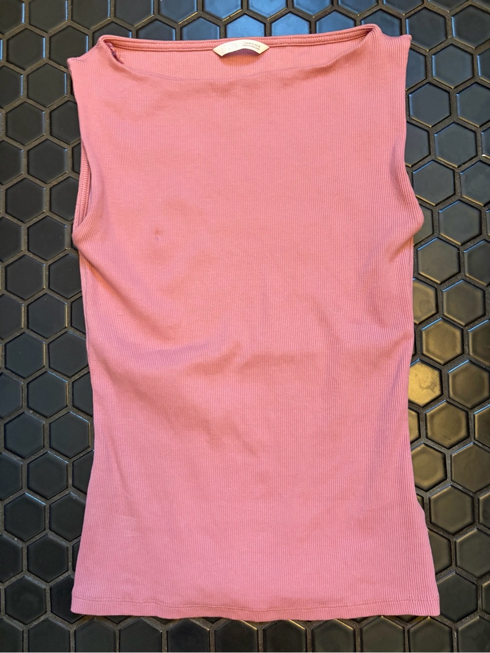 Zara Boatneck Sleeveless Ribbed Tank Top - Pink